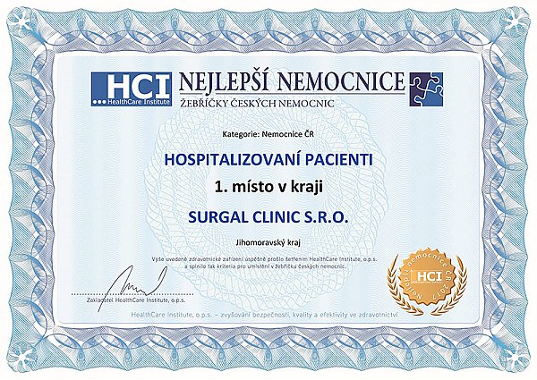 Nejlepší nemocnice roku 2017 v JmK je SurGal Clinic